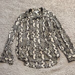 H&M Beige and Black Snake Print Shirt